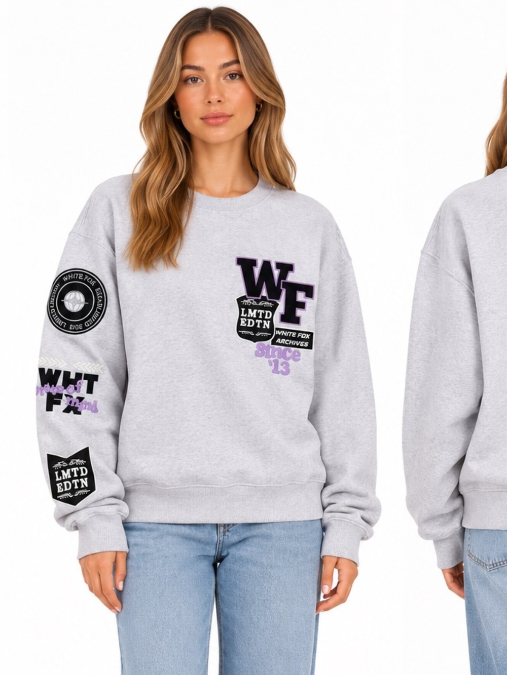 White Fox Limited Edition Archives Graphic Crewneck Sweatshirt Grey S